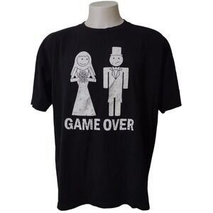 T Shirt Ink Inc Black XXL Mens Game Over Wedding Graphic Logo Retro Streetwear